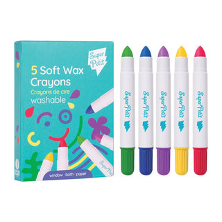 Soft wax crayons for little hands, Super Petit 5 Soft Wax Crayons, smooth bold colour for first drawing, ages 3 plus