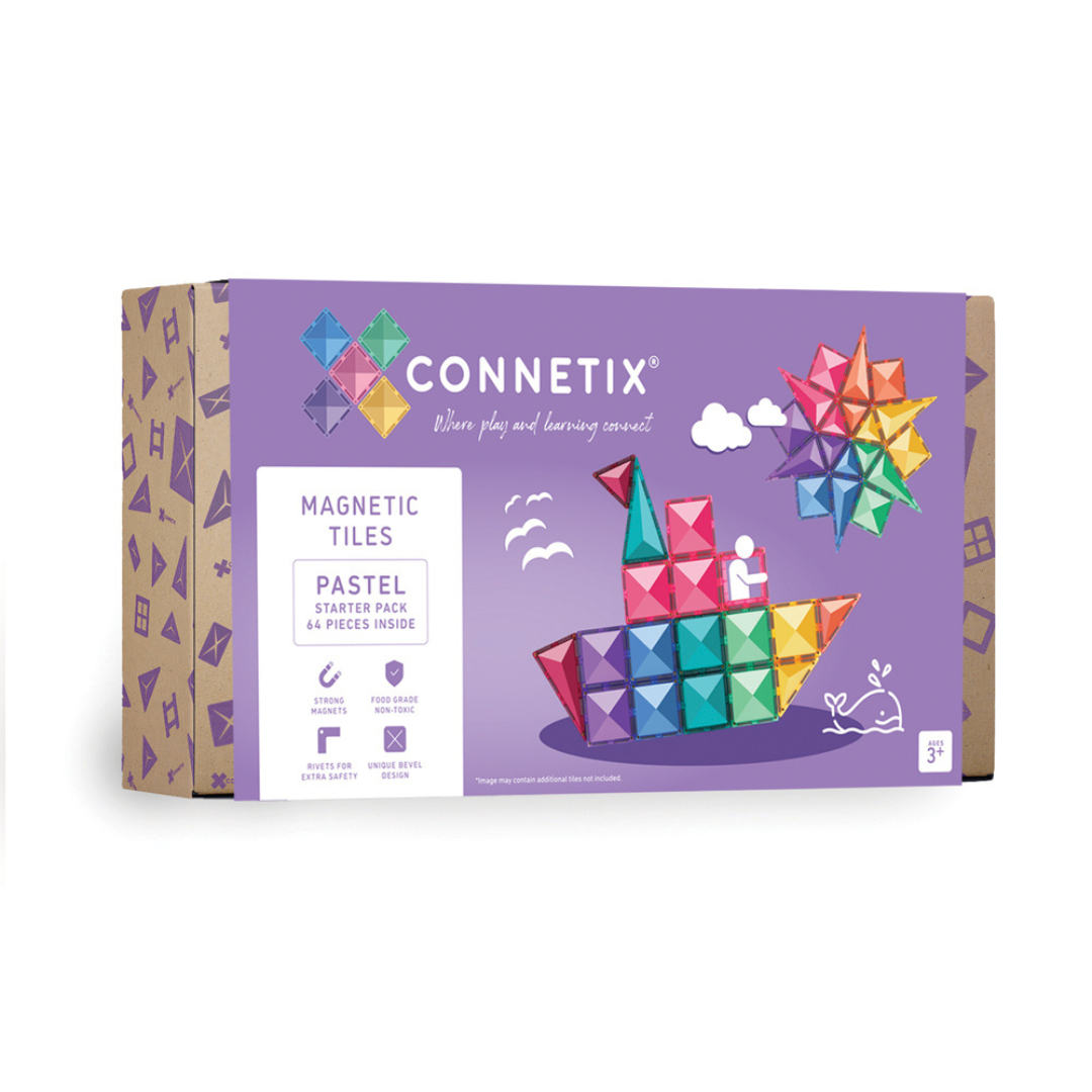 Connetix Magnetic Tiles Pastel Starter Pack - 64 Pieces