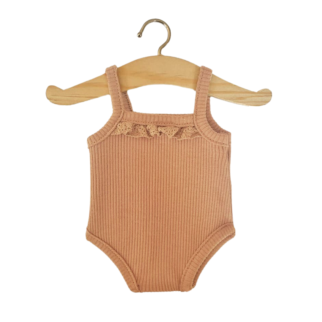 Brown Sugar Ribbed Knit Doll Bodysuit