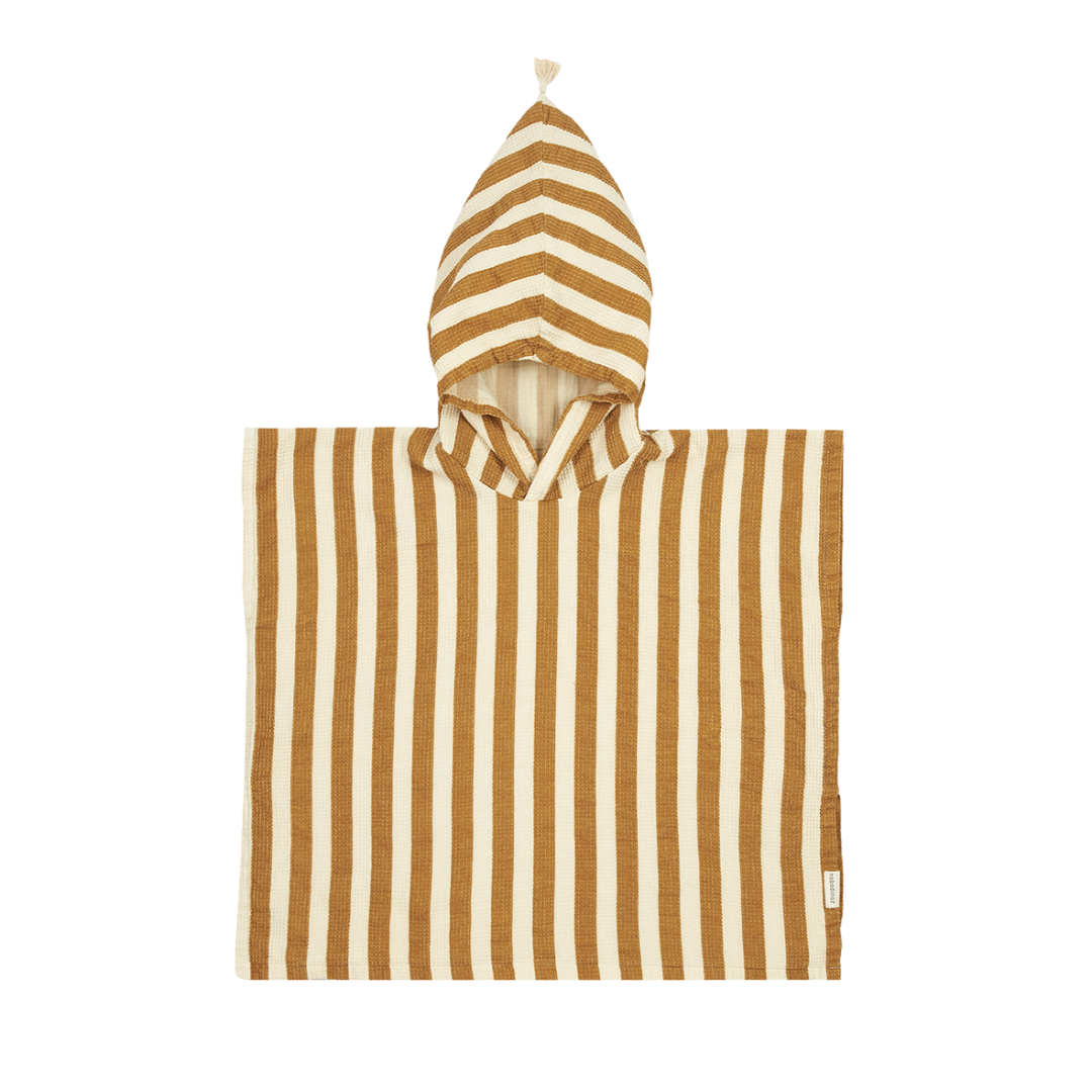 Portofino Kids Beach Poncho Honey Stripes Waffle