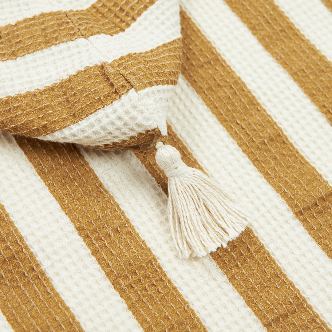 Portofino Kids Beach Poncho Honey Stripes Waffle
