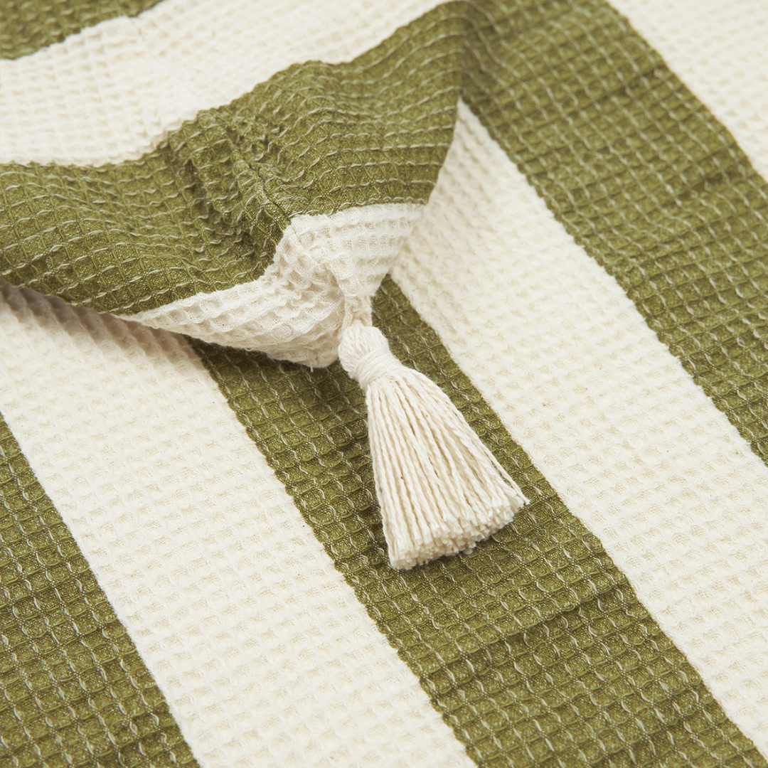 Portofino Kids Beach Poncho Pistachio Stripes Waffle