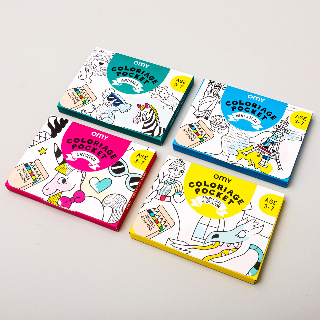 Animals Mini Foldable Colouring Kit for Kids with 6 Coloured Pencils