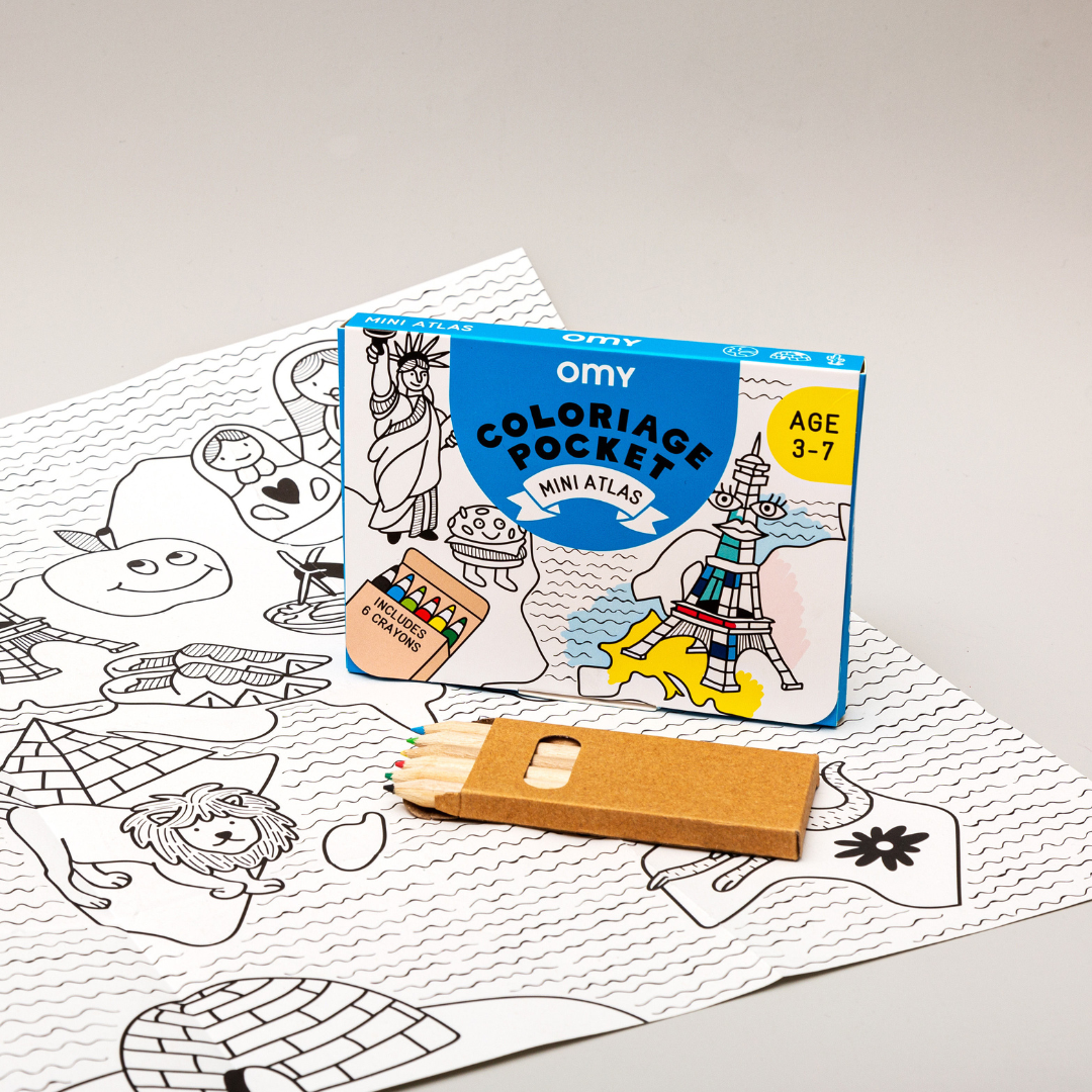 Atlas Mini Foldable Colouring Kit for Kids with 6 Coloured Pencils