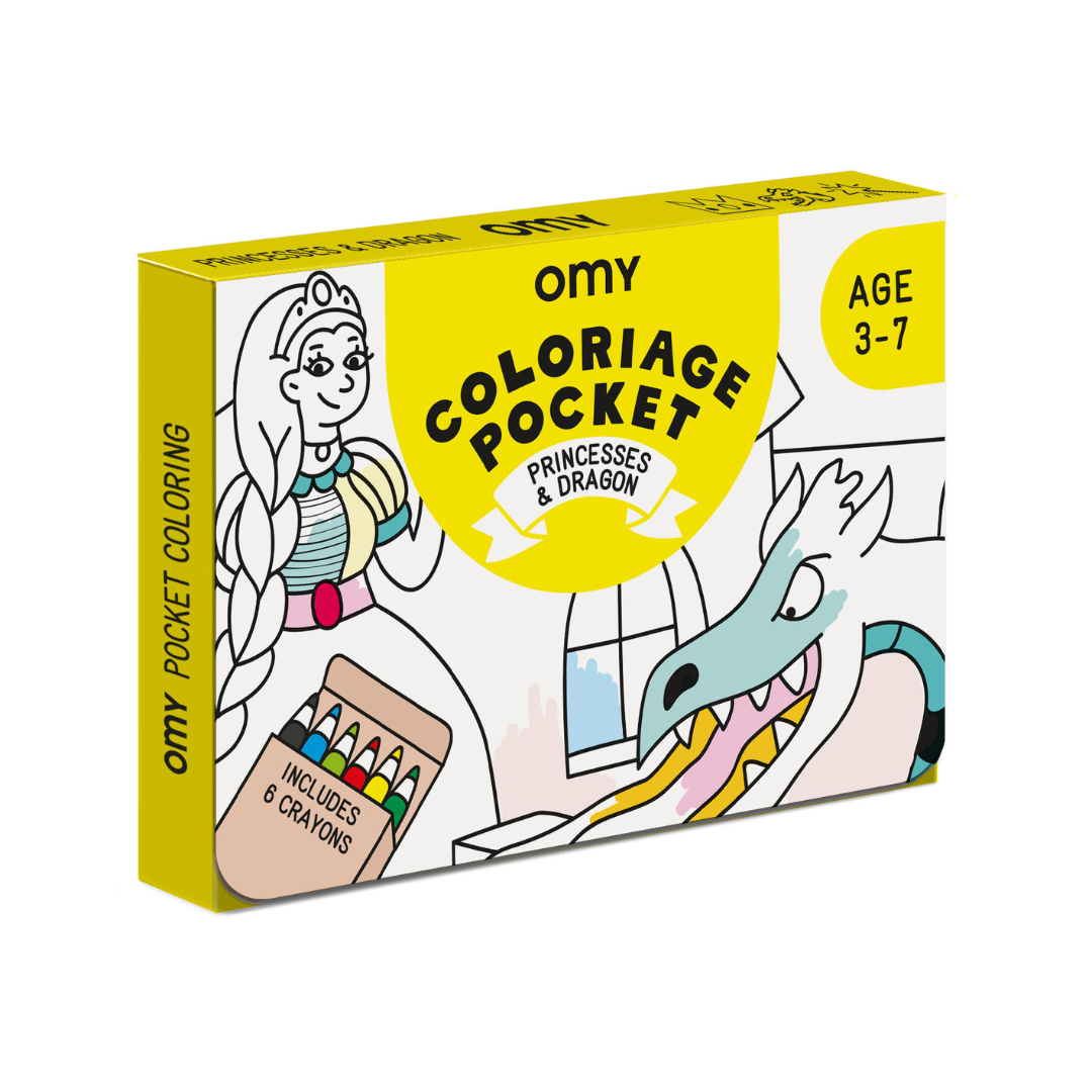 Princesses Dragon Mini Foldable Colouring Kit for Kids with 6 Coloured Pencils