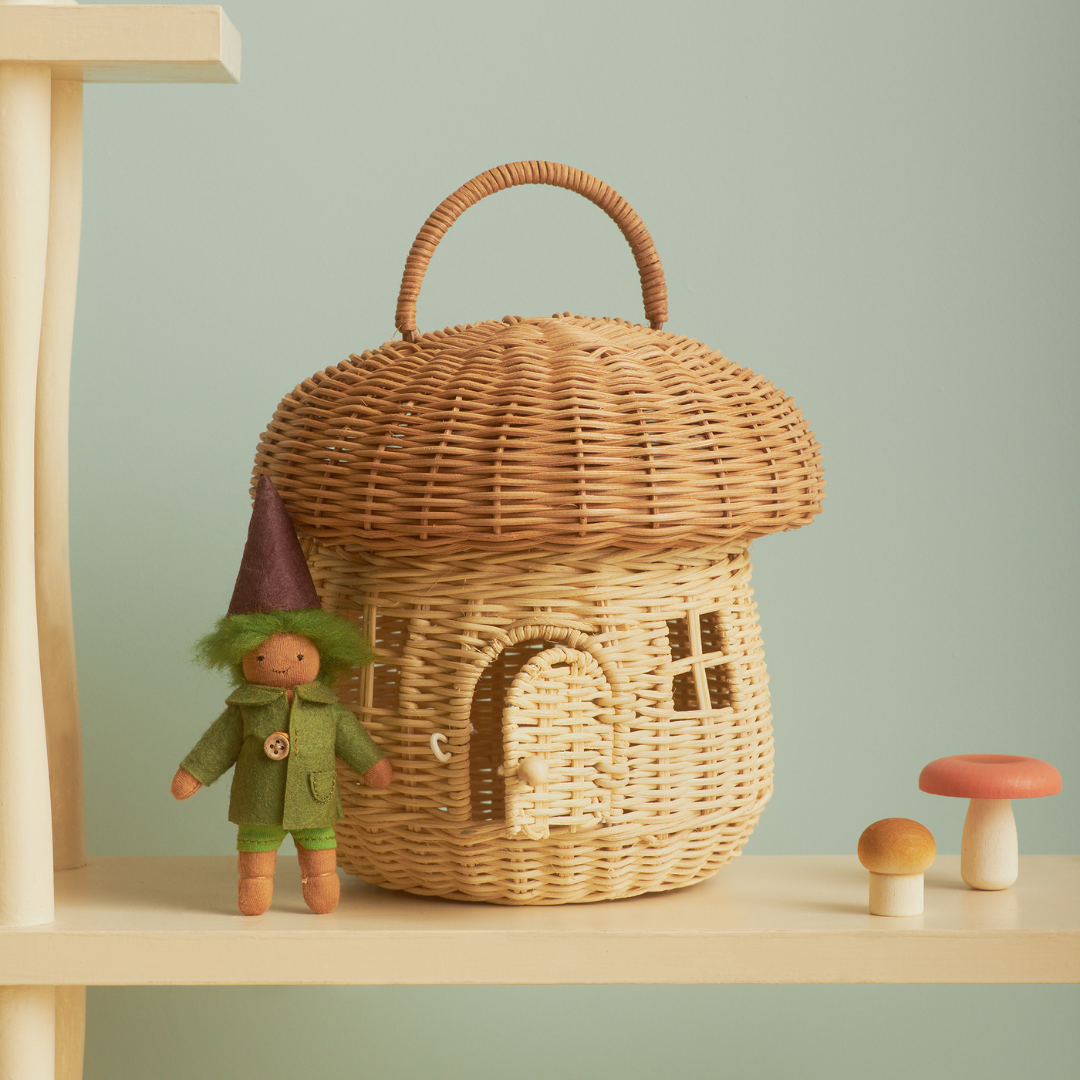 Olli Ella Rattan Mushroom Basket Natural