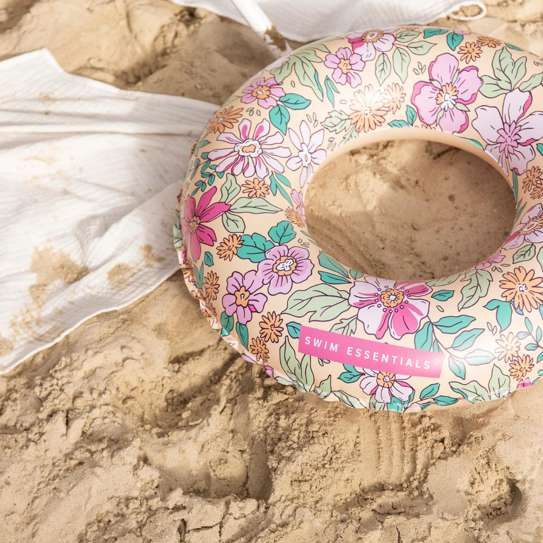 Vibrant 90 cm Swim Ring for Kids (Blossom Flowers)