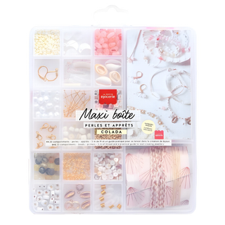 Kit per braccialetto con perline per bambine nei colori tropicali della piña colada, con perline heishi, ciondoli e cordoncino; set regalo fai da te La Petite Épicerie per bambini dai 6 anni in su