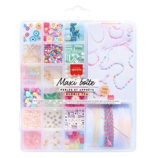 Kit per creare braccialetti per bambine con perline color pastello "bubble tea", ciondoli e cordoncino: attività creativa senza schermo di La Petite Épicerie, regalo per bambini dai 6 anni in su