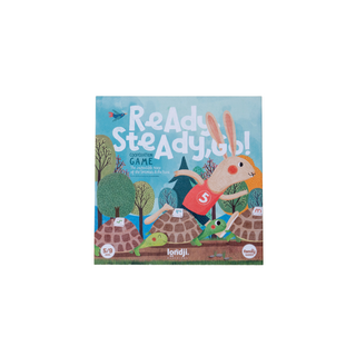 Gioco da tavolo cooperativo per famiglie ispirato alla favola della lepre e della tartaruga, in confezione regalo illustrata; gioco di strategia "Ready Steady Go" di Londji per 2-4 giocatori, dai 5 anni in su