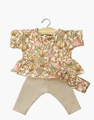Doll outfit for Minikane dolls, Ophélia Doll Top and Linen Leggings by Minikane, made in France in soft cottons for dressing and nurturing play, ages 2 plus
