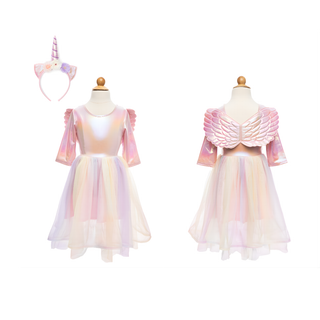 Costume da unicorno per bambina con ali scintillanti e cerchietto in raso e tulle, costume da unicorno Great Pretenders per bambini dai 5 ai 6 anni