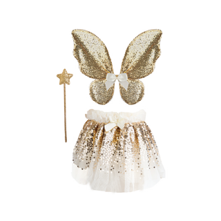 Costume fantaisie trois pièces pour filles avec jupe tutu, ailes à armature métallique et baguette magique, Great Pretenders, pour les 4 à 6 ans