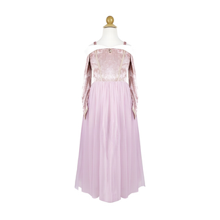 Robe de princesse « La Belle au bois dormant » pour filles, en satin avec tulle superposé et accents scintillants, déguisement Great Pretenders inspiré d'un conte de fées, pour les 5 à 6 ans.