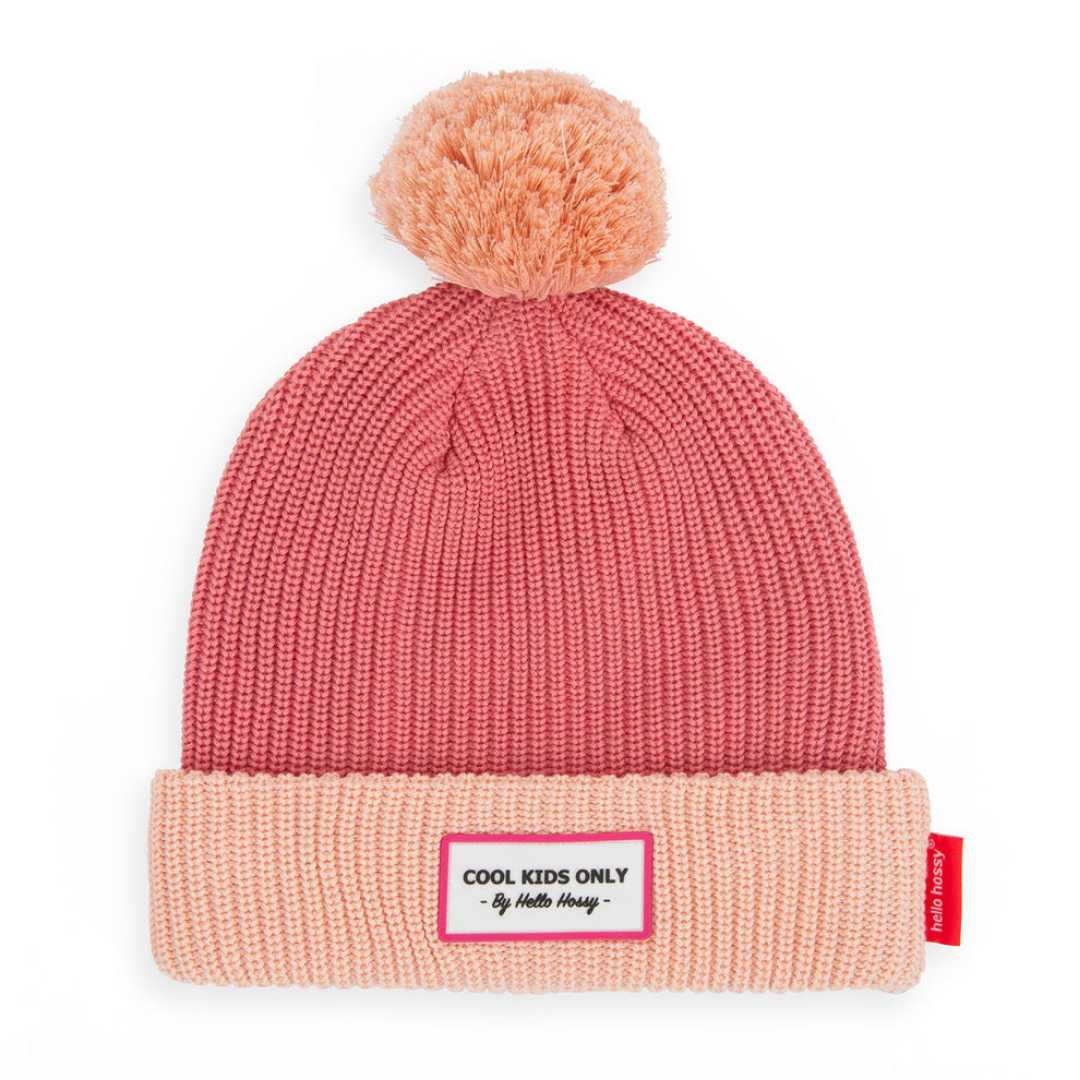 Kids Colour Block Blush Beanie | Pink & Light Pink