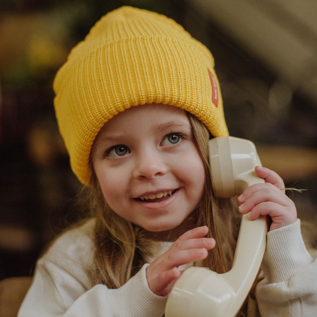 Kids Flow Pink Beanie | Yellow