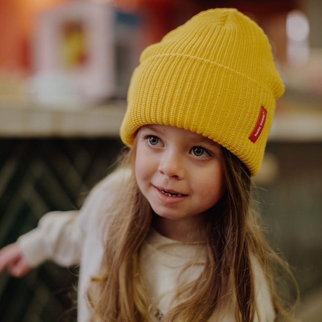 Kids Flow Pink Beanie | Yellow