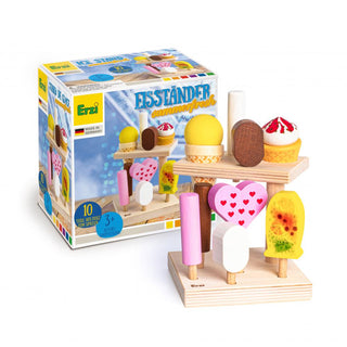 Wooden play food for kids, Erzi Summerfresh Wooden Ice Cream Set, beechwood pieces made in Germany for play kitchens and shop role play, ages 3 plus