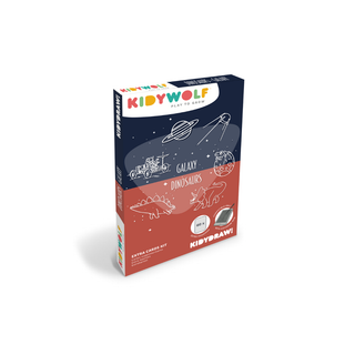 Set di ricariche Kidywolf Kidydraw Mini con illustrazioni di dinosauri e galassie per giocare a disegnare in modo creativo