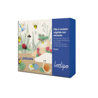 Plant-based modelling clay for kids 8 sticks in 8 colours 600g total, Loolipo Patacire non-drying non-toxic reusable clay, creative gift for children aged 3 plus, made in France