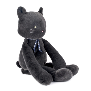 Grande peluche bio pour bébés 56 cm, gris anthracite, Maïlou Tradition Méloé Certifiée GOTS, fabriquée à la main en France, cadeau contemporain à transmettre de génération en génération dès la naissance.