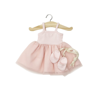 Tenue de ballet pour poupée Gordis de 34 cm avec tutu en tulle rose pâle et chaussures à lacets, ensemble de danse complet Minikane Rosella, cadeau sur le thème du ballet pour les enfants de 3 ans et plus, fabriqué à la main en France.
