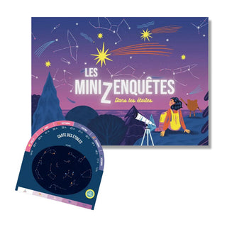 French-language mystery storybook for young detectives, En Cavale MiniZenquêtes dans les Étoiles, bedtime read-along riddles, made in France, ages 4 plus
