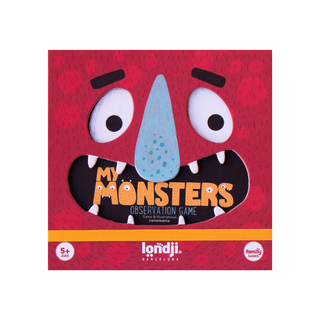 Monster building speed game for kids with dice and 3 difficulty levels in illustrated box, Londji My Monsters Family Game fast-paced game for 2 to 4 players, ages 5 plus