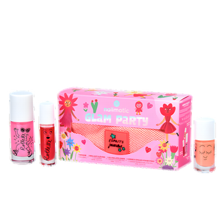 Party gift set for girls with nail polish and accessories, Nailmatic Glam Party water-based vegan gentle formulas, celebration and pamper party present for children aged 3 plus
