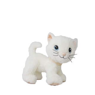 Peluche a forma di gatto con peso e articolazioni mobili per bambini, realizzato in cotone bianco; peluche Dinkum Lux di Olli Ella dalla consistenza realistica; regalo ideale per stimolare il gioco educativo dei bambini dai 3 anni in su; progettato in Australia