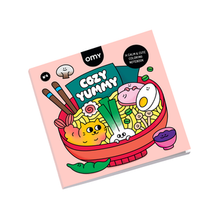 Colouring book for kids with 28 detachable food pages of gourmet treats and sweet illustrations, OMY Cozy Art Yummy mindful activity, use with pencils or markers, from Paris