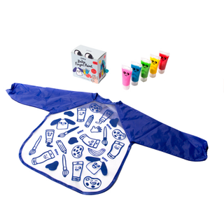 Set di colori a dita per bambini piccoli con 5 colori lavabili e grembiule incluso, primo kit di pittura OMY dai 18 mesi, colori cremosi che non macchiano, regalo sensoriale.