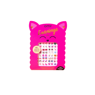 Stick-on earrings for girls with 104 unicorn Lily designs, no piercing needed, OMY dermatologically tested children's pretend jewellery, birthday gift and party favour, ages 3 plus