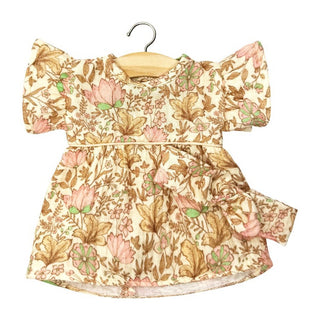 Doll outfit for Minikane dolls, Daisy Doll Dress and Headband Indienne Rosée by Minikane, made in France in soft cottons for dressing and nurturing play, ages 2 plus