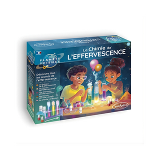 Chemistry kit for kids with fizzing bath bomb experiments using citric acid and bicarbonate, Sentosphère Effervescence STEM lab with food-grade ingredients, science gift for ages 8 plus