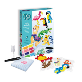 Water-fuse bead kit for kids with no ironing needed, spray to set pixel art designs, Sentosphère Hydrofix safe non-toxic craft activity, screen-free gift for children aged 5 plus