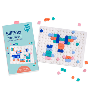 Jouet en mosaïque en silicone pour enfants avec des pièces colorées réutilisables à coller, Super Petit Silipop sans BPA, activité sensorielle silencieuse, lavable au lave-vaisselle, cadeau créatif sans écran, à partir de 3 ans.
