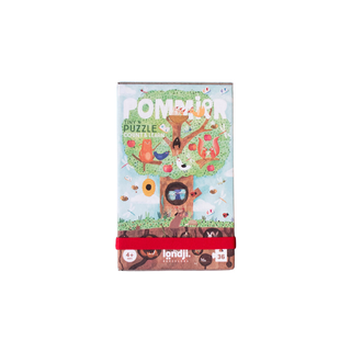 Nature counting tiny puzzle for kids with 36 pieces and 12 number cards in pocket box, Londji Pommier Tiny portable apple tree jigsaw, educational travel toy, ages 4 plus