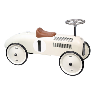 Vintage Metal Ride On Car Cream White