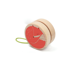Wooden yo-yo for kids with fox illustration in sustainable beech wood, Londji Fox Yo-Yo classic retro skill toy, screen-free pocket gift for children aged 5 plus