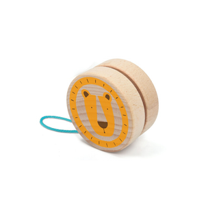 Wooden yo-yo for kids with lion design in locally sourced beech wood, Londji Lion Yo-Yo classic active toy, party bag filler for children aged 5 plus, made in Spain
