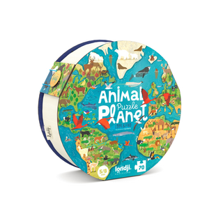 Puzzle animalier représentant une carte du monde, composé de 200 pièces et accompagné d'un carnet d'explorateur dans un coffret illustré, puzzle géographique éducatif Animal Planet de Londji pour les enfants âgés de 6 ans et plus.