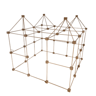 Children exploring epic multi-room indoor fort built with 1001 Cabanes Grizzly 155-piece kit, beech wood clip construction creating immersive play spaces for imaginative adventures