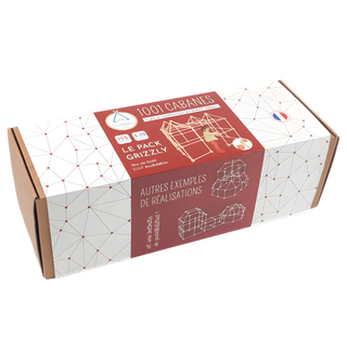 Ultimate den building kit for kids with 155 FSC beech wood clips and steel rods, 1001 Cabanes Grizzly flagship pack, epic construction gift for children aged 3 plus, crafted in France