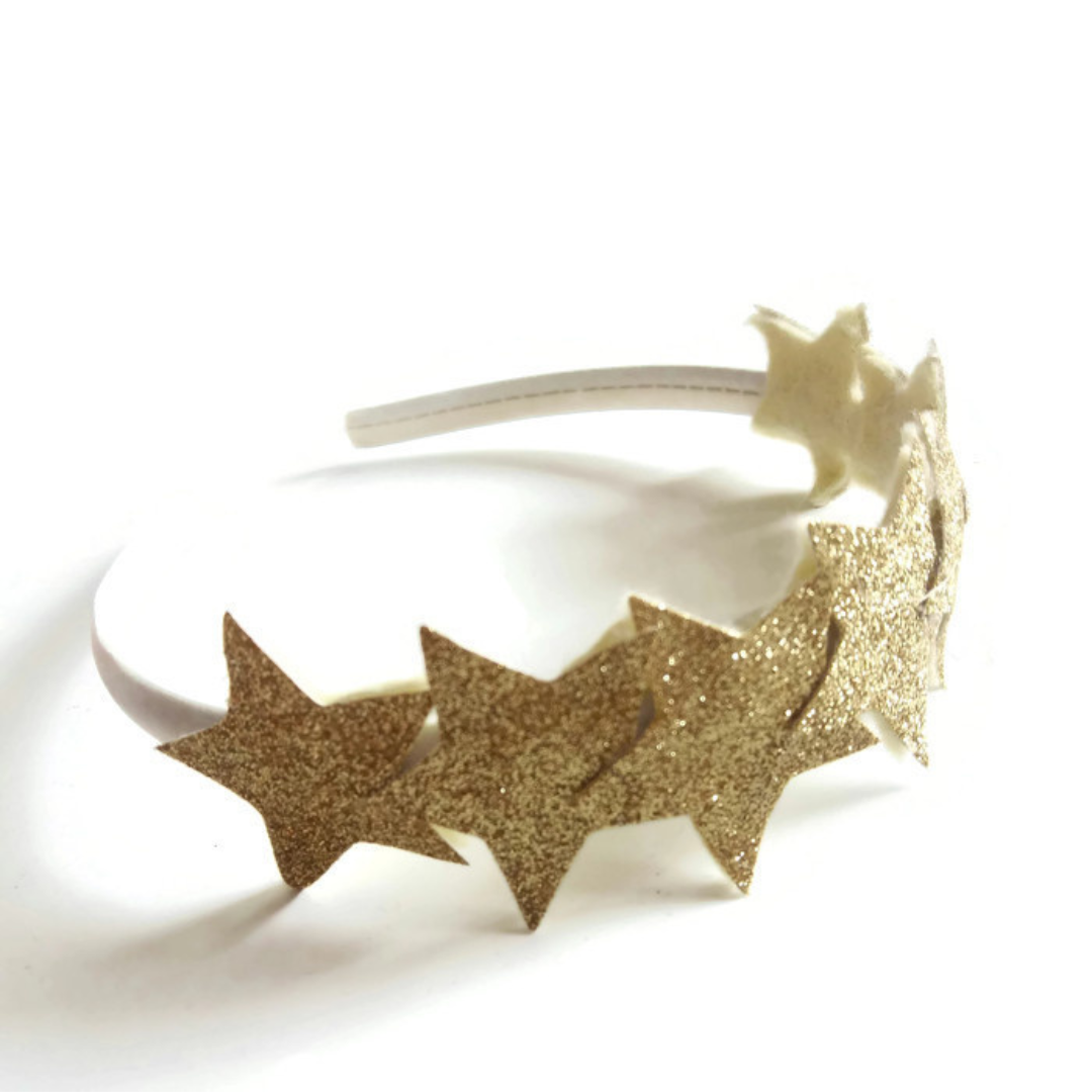 Glitter Gold Star Headband