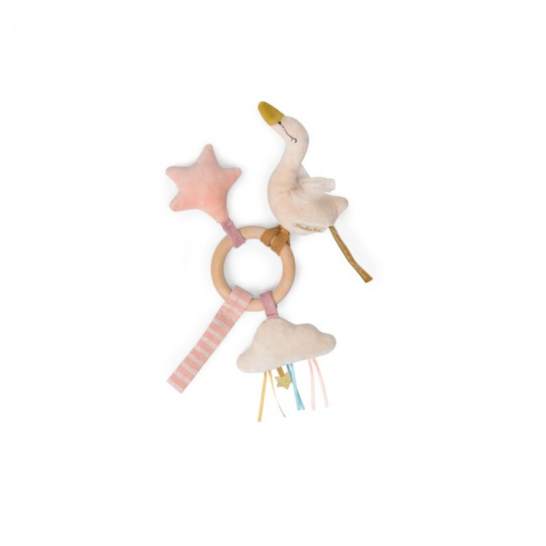 Swan Wooden Ring Baby Rattle