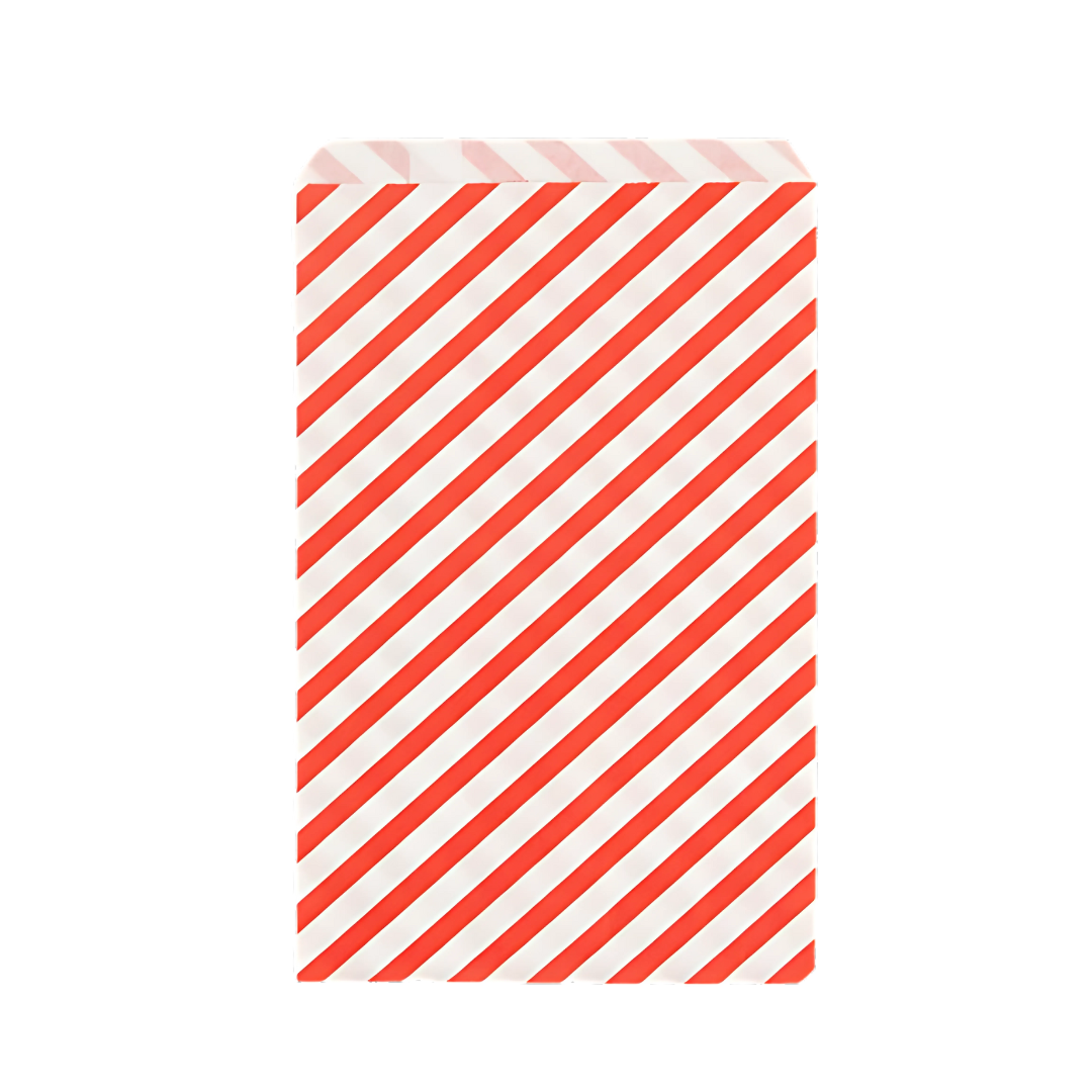 10 Paper Party Bags | Red Stripes