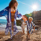 Portofino Kids Beach Poncho Blue Waves Waffle