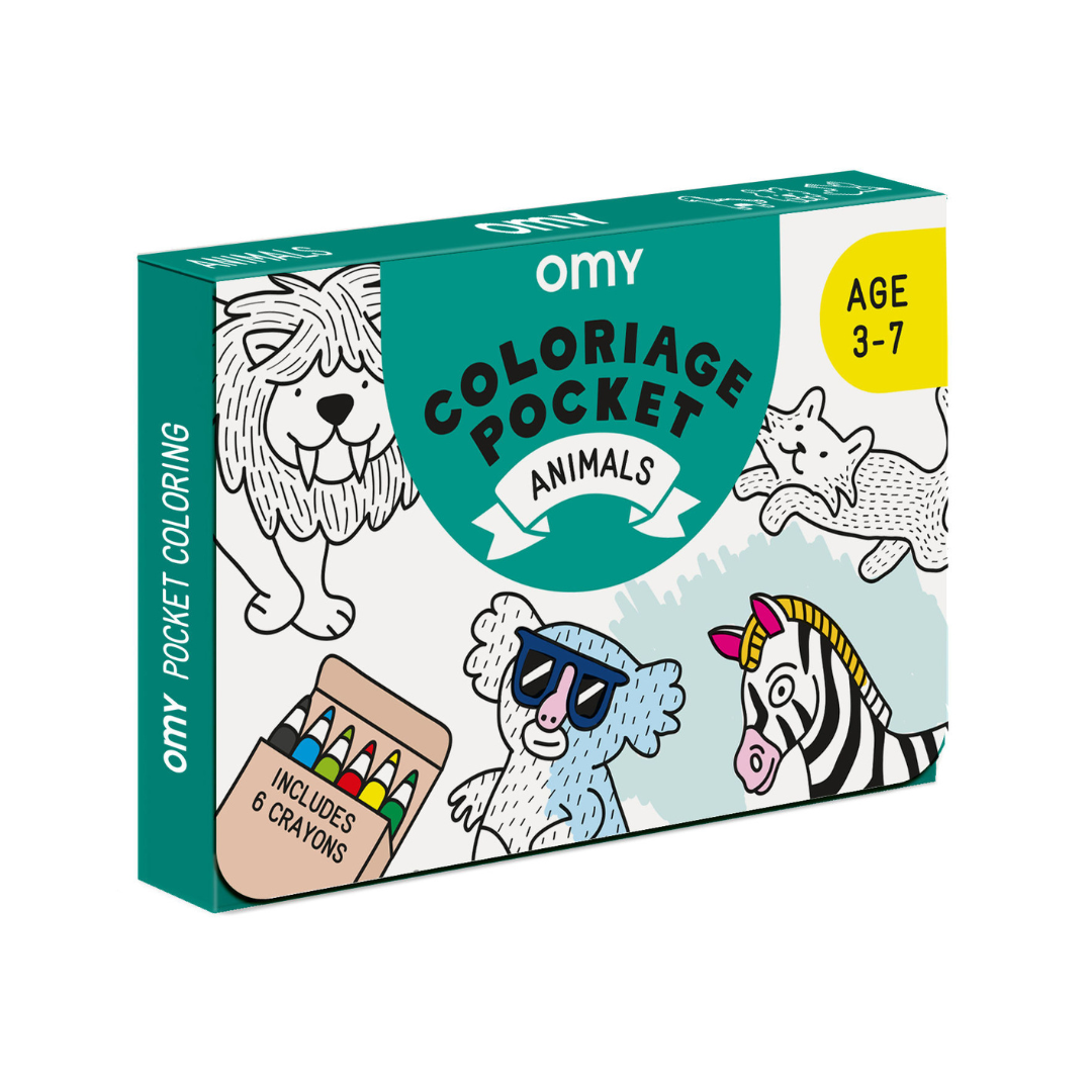 Animals Mini Foldable Colouring Kit for Kids with 6 Coloured Pencils