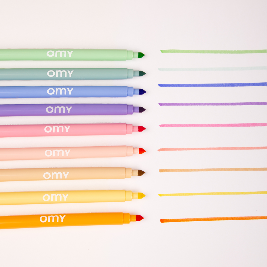 9 Pastel Felt Pens for Kids